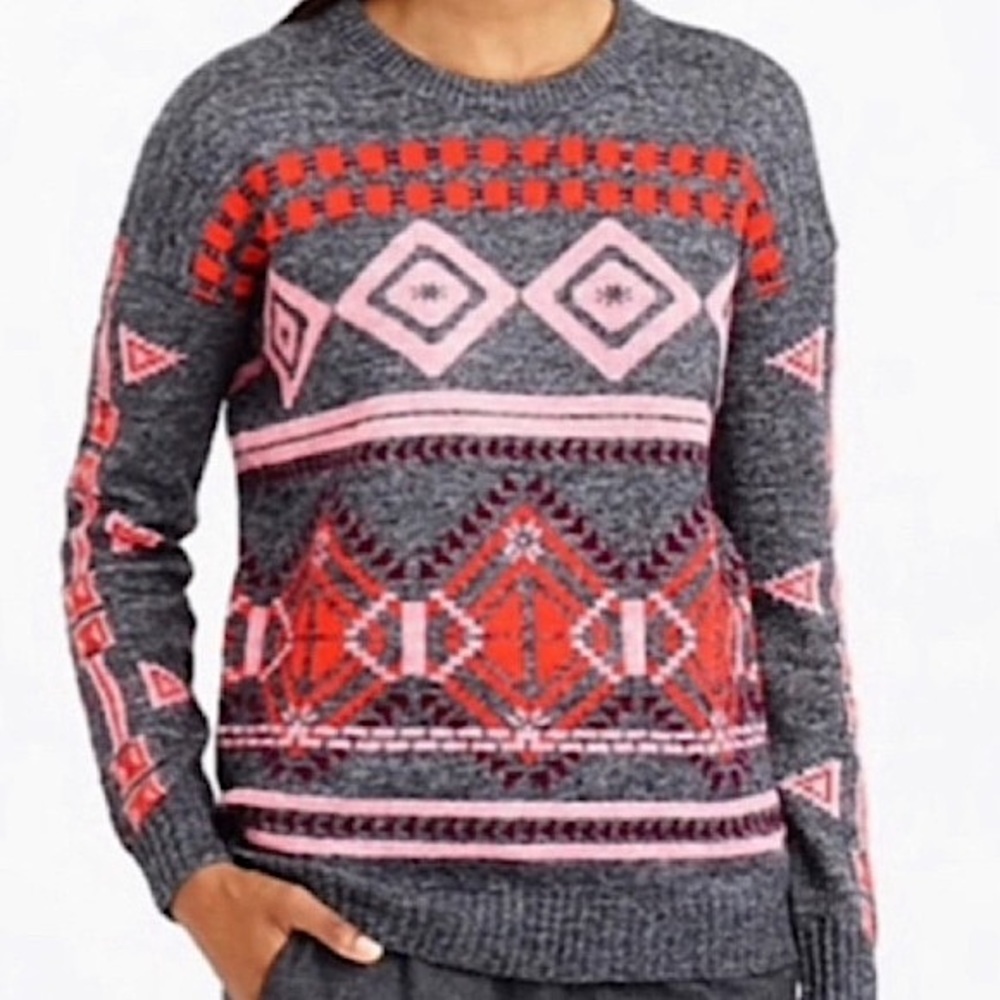 J Crew Fair Isle Sweater Mohair Blend